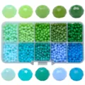 4# Flat Bead Style / 10-Grid Box (Approx 1000pcs/box) / Light Green