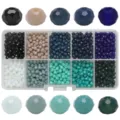 4# Flat Bead Style / 10-Grid Box (Approx 1000pcs/box) / Dark Blue