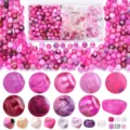 Mixed Round/Seed/Pointed Beads / Large Box (Approx 900pcs/box) / Rose Red
