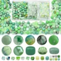 Mixed Round/Seed/Pointed Beads / Large Box (Approx 900pcs/box) / Light Green