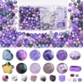 Round Rice Spike Beads Crystal Purple approx 900pcs