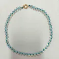 Abacus Bead Necklace with Blue Knot / 43cm / Milky White