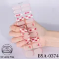 Rot Weiß Karierte Kirsche (BSA-0374) / 22 Stück/Packung Mit Nagelwerkzeugset