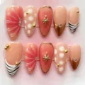 Estilo de Patrón de Cebra con Estrella Dorada (Z054) / 24 Pcs/Caja (Con Pegamento de Gelatina + Lima de Uñas) / Rosa