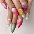 Estilo de Fruta Tallada 3D (Y240) / 24 Pcs/Caja (Con Pegamento de Gelatina + Lima de Uñas) / Degradado de Arcoíris