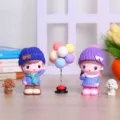 Happy Couple, Colorful Balloon Bouquet and Walking Dog