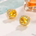 Yellow Zirconia Sugar Cube Earrings (R5449) / Yellow