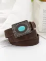 5#-Square Turquoise-Look Decorated Vintage Buckle / 100cm