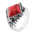 Size 7 / Steel Color With Red Stone