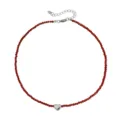 Zilveren Hart Gefacetteerde Kralen Stijl (ZW2944-2#) / Rood