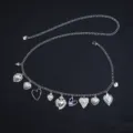 Multi-Heart Pendant Purple Gem Chain (X993-1) / Silver