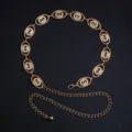 Oval Double Ring Buckle Metal Ball Chain (X1003) / Gold
