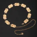 Pleated Textured Rectangular Piece Retro Chain (X905 Gold) / Gold