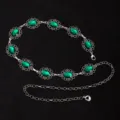 Silver Base Green Rhinestone Sunflower Style (X851-7) / Silver