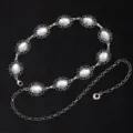 Silver Base White Rhinestone Sunflower Style (X851-5) / Silver