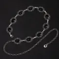 Silver Base Black Rhinestone Sunflower Style (X851-6) / Silver