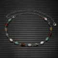 Colorful Bead Embellished Chain Belt (X1071-1) / Silver