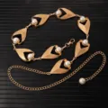 Artificial Pearl V-Shape Style (X1209) / Gold