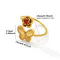 Adjustable / Butterfly & Rose with Red Rhinestone Style (G10910636)
