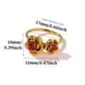 Adjustable / Double Flower Style with Red Rhinestones (G101010488)