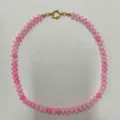 43cm / Pink Stone with Gold Beads