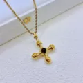 Gold Rope Chain Cross Necklace (FSY099) / Gold