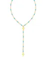 Y-Shaped Double Cross Blue Drip Necklace (BG056XL-blue)