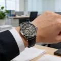 Cinturino Nero Cassa Argento Quadrante Nero