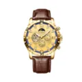Leather Strap Style / Brown Strap Gold Case Gold Dial (Red Circle)