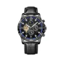 Leather Strap Style / Black Strap Black Case Black Dial (Blue Circle)