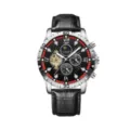 Leather Strap Style / Black Strap Silver Case Black Dial (Red Circle)