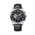 Leather Strap Style / Black Strap Silver Case Black Dial (Blue Circle)