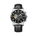 Leather Strap Style / Black Strap Silver Case Black Dial (Black Circle)
