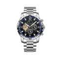 Stainless Steel Strap Style / Silver Steel Strap Silver Case Black Dial (Blue Circle)