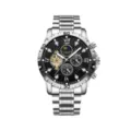 Stainless Steel Strap Style / Silver Steel Strap Silver Case Black Dial (Black Circle)