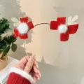 Cerchietto Metallo Fiocco Rosso e Pompon