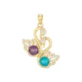 Pendentif Uniquement (Sans Chaîne) / Or Double Cygne Violet et Bleu Foncé