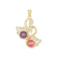 Pendentif Uniquement (Sans Chaîne) / Or Double Cygne Violet et Rose