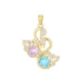 Pendentif Uniquement (Sans Chaîne) / Or Double Cygne Violet et Bleu