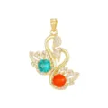 Pendentif Uniquement (Sans Chaîne) / Or Double Cygne Vert Foncé et Rouge