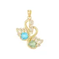 Pendentif Uniquement (Sans Chaîne) / Or Double Cygne Bleu Mer et Vert Clair