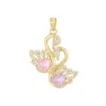 Pendentif Uniquement (Sans Chaîne) / Or Double Cygne Rose et Rose Pourpre