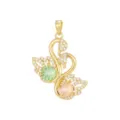 Pendentif Uniquement (Sans Chaîne) / Or Double Cygne Vert Fruit et Champagne