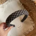 Serre-tête à carreaux café (Largeur 3cm)