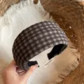 Serre-tête à carreaux café (Largeur 6.5cm)