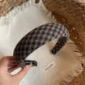 Serre-tête à carreaux café (Largeur 4cm)