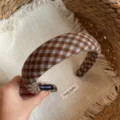 Serre-tête à carreaux marron (Largeur 4cm)