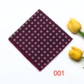 Wine Red Background White Blue Floral Pattern (001)