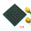 Green Background Brown Red Golden Small Flower Pattern (018)