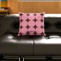 Dubbelzijdig Patroon 35x35cm (Alleen Hoes) / Roze Bruin Stippen